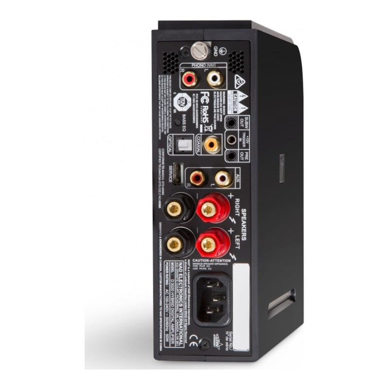 NAD D3020 V2, panel trasero y conexiones