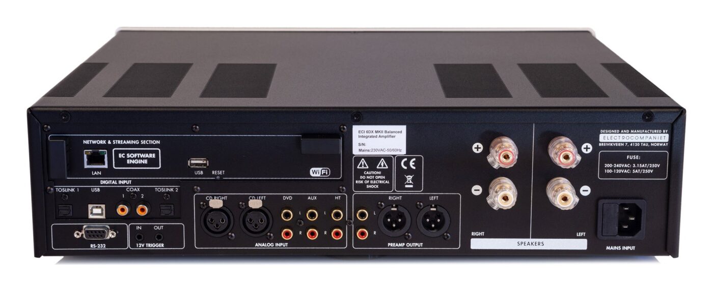 Electrocompaniet ECI 6 Dx MKII, panel trasero y conexiones