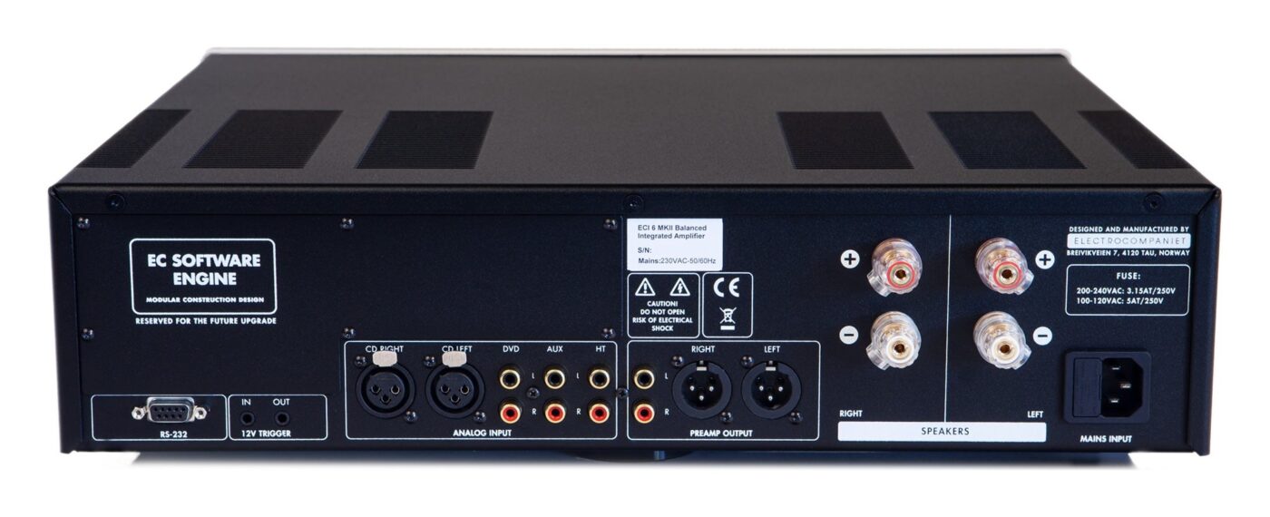 Electrocompaniet ECI 6 MKII, panel trasero y conexiones